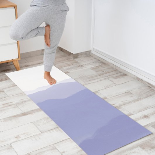 Tapis De Yoga Abstrait Mountain Moderne Élégant Périwinkle Blanc