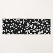 Tapis De Yoga Abstrait Terrazzo Mosaic Motif noir et blanc (Devant (Horizontal))