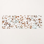 Tapis De Yoga Abstrait Terrazzo Mosaic rouille Brown & Motif ble (Devant (Horizontal))