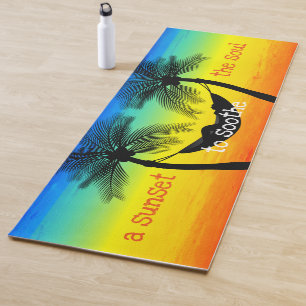 Tapis De Yoga Abstrait Tropical Life Palm Silhouette Hammock