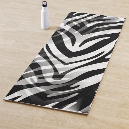 Tapis De Yoga Abstrait Zèbre noir et blanc (En situation)