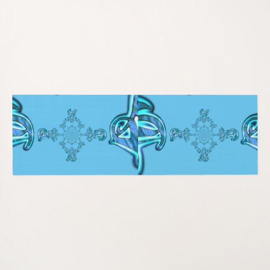 Tapis De Yoga Action Cyan Turquoise Graffiti Abstrait Imprimer (Dos (Horizontal))