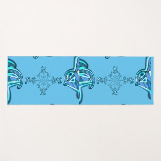 Tapis De Yoga Action Cyan Turquoise Graffiti Abstrait Imprimer (Devant (Horizontal))