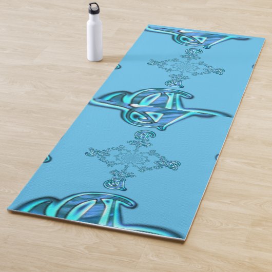 Tapis De Yoga Action Cyan Turquoise Graffiti Abstrait Imprimer (En situation)
