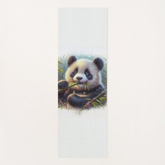 Tapis De Yoga Adorable Ours De Panda Mangeant Bambou (Devant)