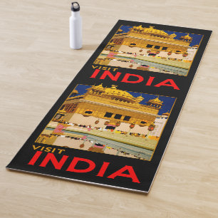 Tapis De Yoga Affiche de voyage Inde art indien vintage