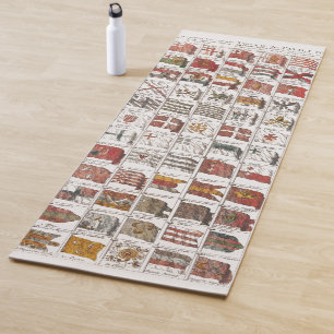Tapis De Yoga Affiche des drapeaux nautiques antiques du monde