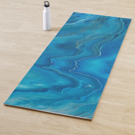 Tapis De Yoga Agate de marbre bleu et Turquoise Résumé (En situation)