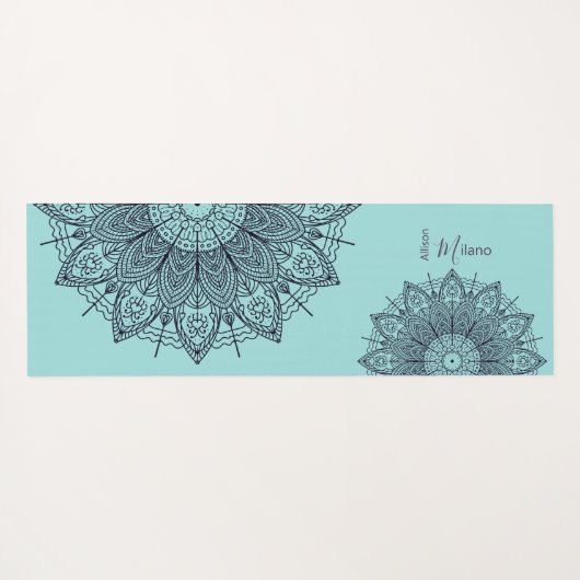 Tapis De Yoga Airy Mandalas Over Sea Green Yoga Mat personnalisé (Dos (Horizontal))