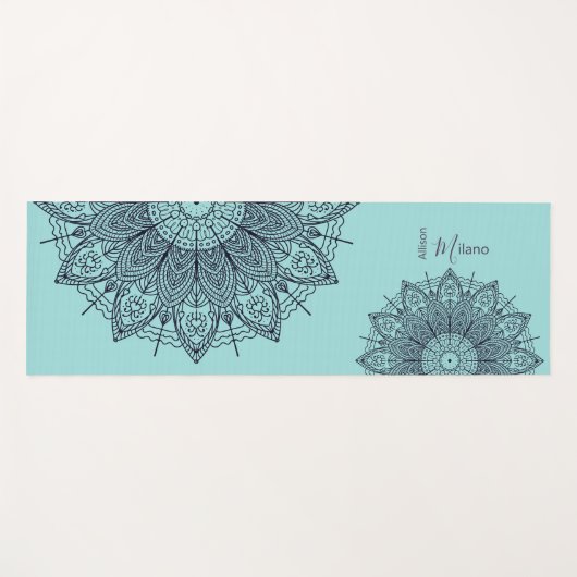 Tapis De Yoga Airy Mandalas Over Sea Green Yoga Mat personnalisé (Devant (Horizontal))