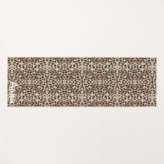 Tapis De Yoga  Ajouter un nom. Style léopard Imprimer. (Devant (Horizontal))