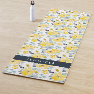 Tapis De Yoga Ajoutez votre motif jaune et bleu nommé de
