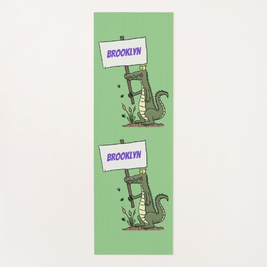 Tapis De Yoga Aligator de crocodile drôle avec dessin animé (Devant)