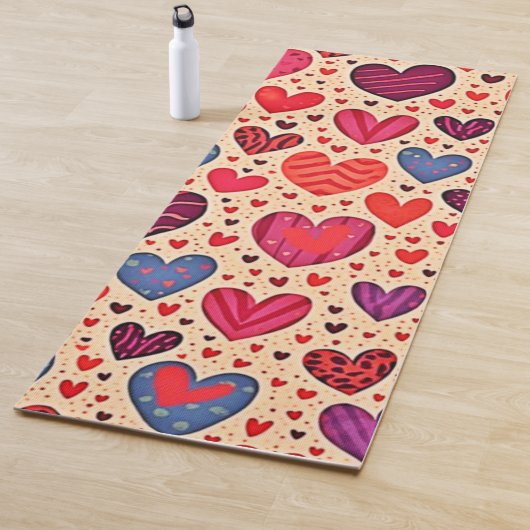 Tapis De Yoga Amour sans couture Coeur Motif Art (En situation)
