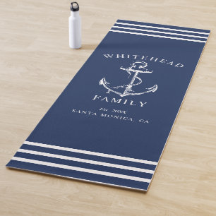 Tapis De Yoga Ancre de famille personnalisée marine bleu marine