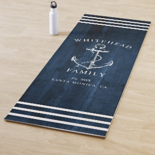 Tapis De Yoga Ancre de famille personnalisée marine Bois bleu