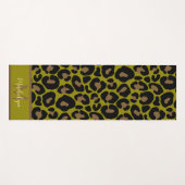 Tapis De Yoga Animal print leopard olive green monogram name (Devant (Horizontal))