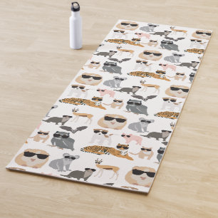 Tapis De Yoga Animaux cool et amusants portant des lunettes de s