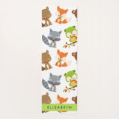 Tapis De Yoga Animaux de forêt, Animaux de forêt, Votre nom (Dos)