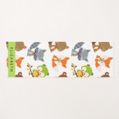 Tapis De Yoga Animaux de forêt, Animaux de forêt, Votre nom (Devant (Horizontal))