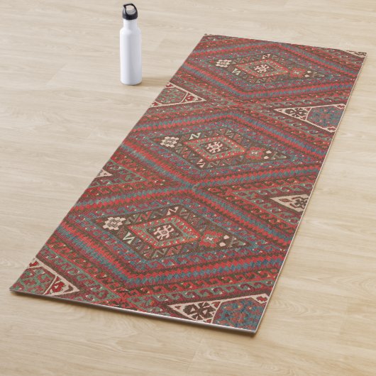 Tapis De Yoga Antique Oriental Faded Brown Kilim kurde (En situation)