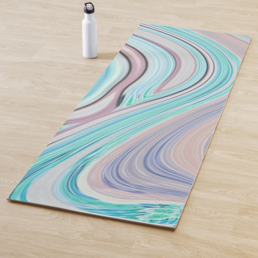 Tapis De Yoga aqua bleu menthe vert lilas violet pastel arc-en-c (En situation)