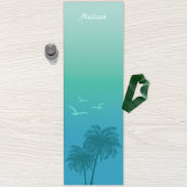 Tapis De Yoga Aqua Blue Palm Trees Et Oiseaux Tropical Été