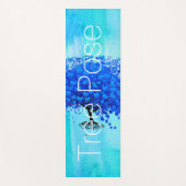 Tapis De Yoga Aqua Blue Tree Pose Aquarelle Abstraite (Devant)