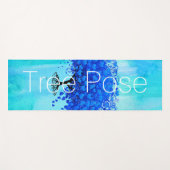 Tapis De Yoga Aqua Blue Tree Pose Aquarelle Abstraite (Devant (Horizontal))