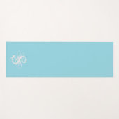 Tapis De Yoga Aqua et blanc Tourbillonnant Monogramme initial (Devant (Horizontal))
