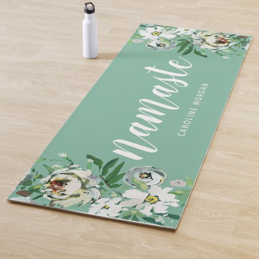 Tapis De Yoga Aqua Floral Namaste Monogramme Yoga Mat (En situation)