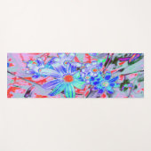 Tapis De Yoga Aqua psychédélique rétro et fleurs orange (Devant (Horizontal))