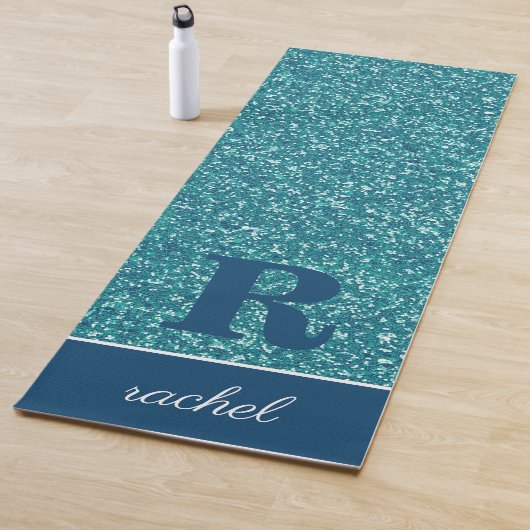 Tapis De Yoga Aqua Sparkles Personnalisé (En situation)