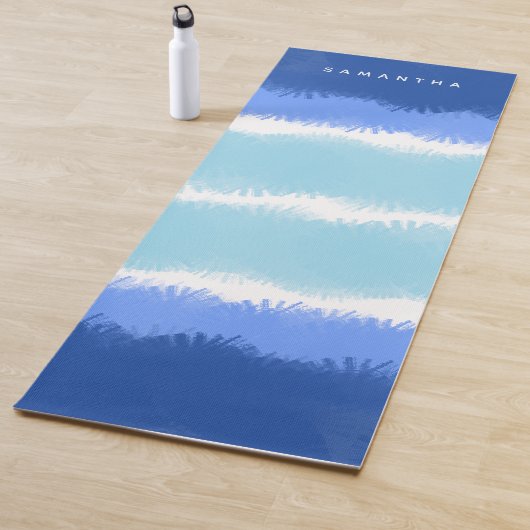 Tapis De Yoga Aquarelle Abstraite moderne tons bleus (En situation)
