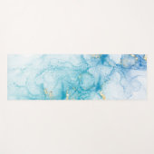 Tapis De Yoga Aquarelle Aqua Blue Gold (Devant (Horizontal))
