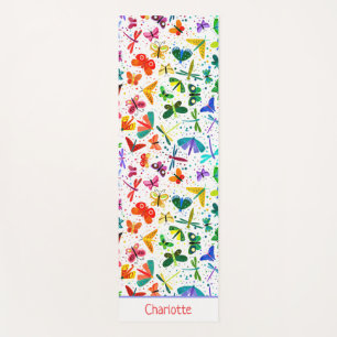 Tapis De Yoga Aquarelle Arc-en-ciel Papillons Enfants Personnali