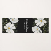 Tapis De Yoga Aquarelle Blanc Cosmos Fleurs Peinture Botanique (Dos (Horizontal))