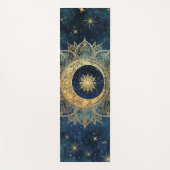 Tapis De Yoga Aquarelle bleu et or Mandala Sun Nebula Galaxy (Devant)