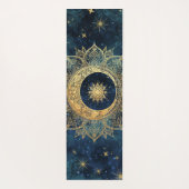 Tapis De Yoga Aquarelle bleu et or Mandala Sun Nebula Galaxy (Dos)