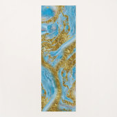 Tapis De Yoga Aquarelle bleue Marbre et or Foil (Devant)