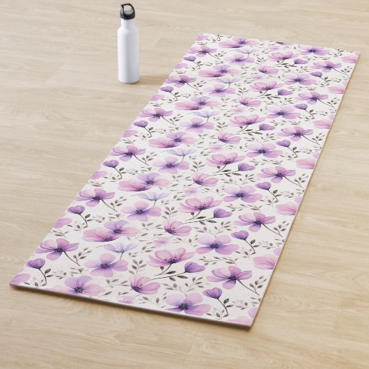 Tapis De Yoga Aquarelle Botanique Motif Floral (En situation)