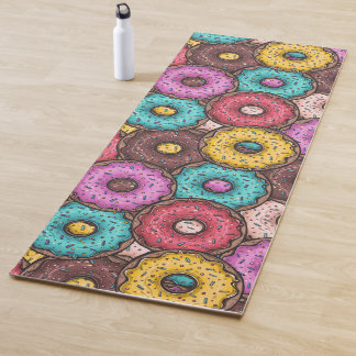 Tapis De Yoga Aquarelle colorée beignets avec Motif d'arrosage