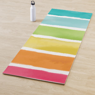 Tapis De Yoga Aquarelle Couleurs arc-en-ciel mignonnes.