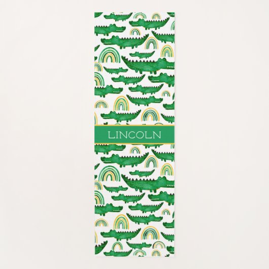 Tapis De Yoga Aquarelle Crocodile Alligator arc-en-ciel Personna (Devant)