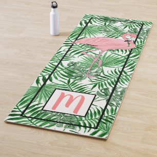 Tapis De Yoga Aquarelle de Flamant rose d'aquarelle monogramme p