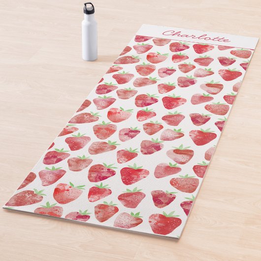 Tapis De Yoga Aquarelle de fraise personnalisée