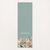 Tapis De Yoga Aquarelle de saumon vert de la plage Boho florale (Devant)