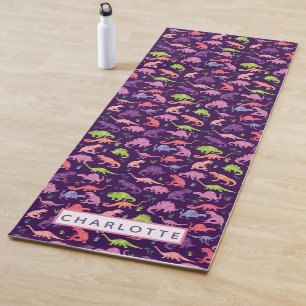 Tapis De Yoga Aquarelle Dinosaure Personnalisée Enfants Filles p