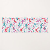 Tapis De Yoga Aquarelle d'oiseau Boho floral (Devant (Horizontal))