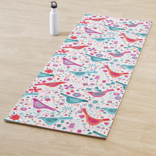 Tapis De Yoga Aquarelle d'oiseau Boho floral (En situation)